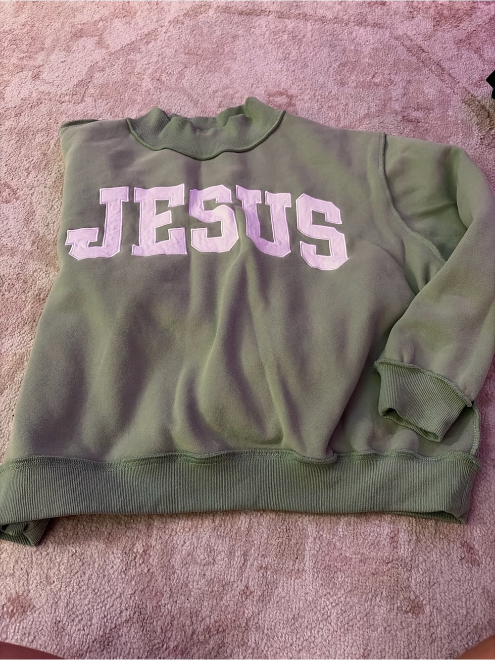 Green 'JESUS' Appliqué Crewneck Sweatshirt - Men